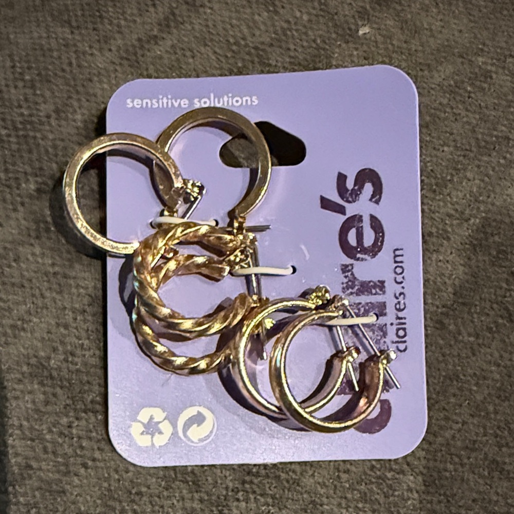 Claire's Gold Tone Hoop 3 Earrings Sets